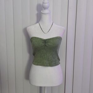 Green ruched tube top